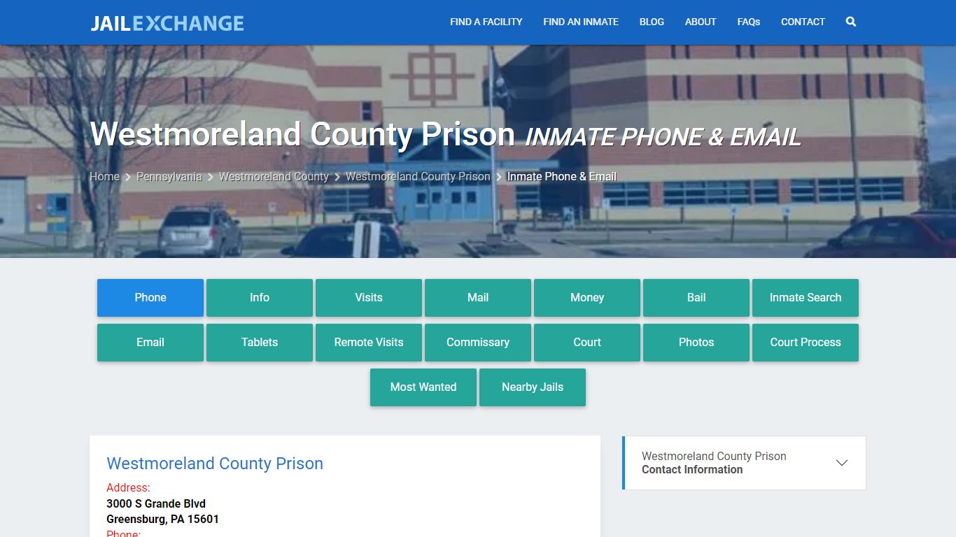 Inmate Phone - Westmoreland County Prison, PA - Jail Exchange